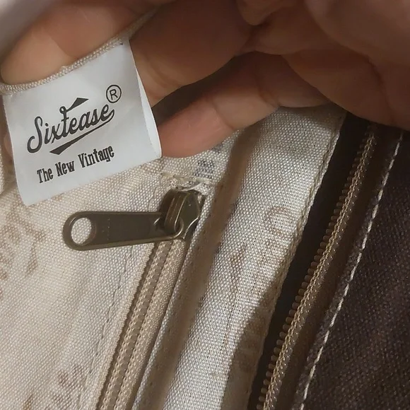 Sixtease Leather and Cotton Knapsack Backpack Recycled Material - Picture 11 of 12